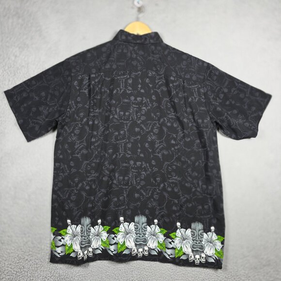 Vintage Shirt Mens Large Black Floral Baggy Loose Xtreme Gear Y2K Skulls NWT - Picture 5 of 15